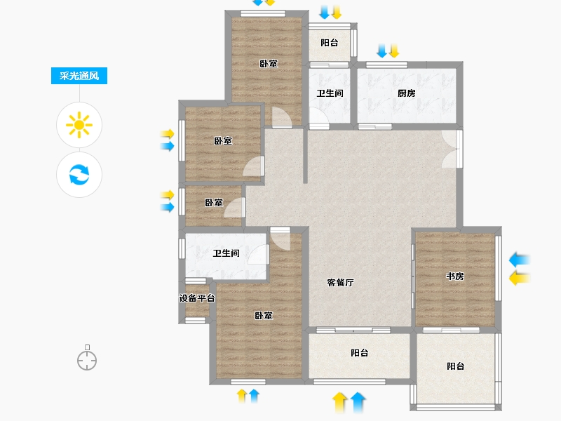 湖北省-十堰市-楚天都市熙园-133.91-户型库-采光通风