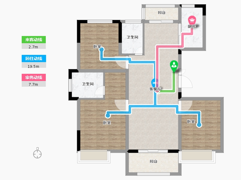 湖北省-咸宁市-恒基·国宾府-105.01-户型库-动静线