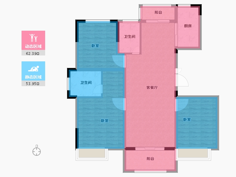 湖北省-咸宁市-恒基·国宾府-105.01-户型库-动静分区