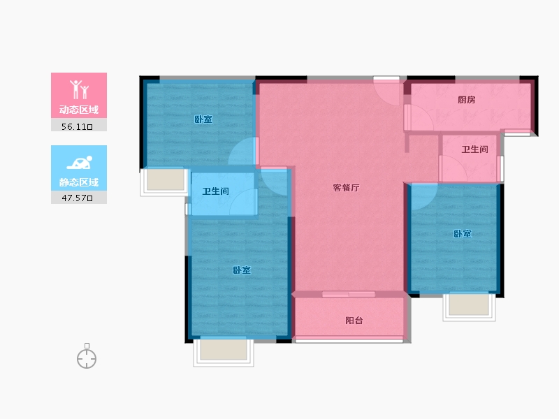 湖北省-黄冈市-皇家翡翠湾-93.01-户型库-动静分区