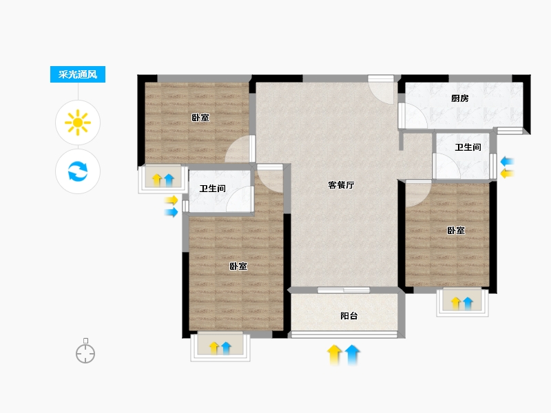 湖北省-黄冈市-皇家翡翠湾-93.01-户型库-采光通风