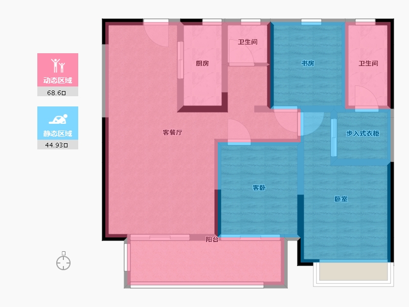 河南省-驻马店市-建业尊府-100.92-户型库-动静分区