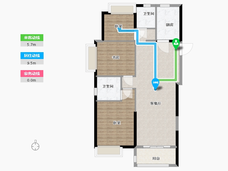 湖北省-武汉市-汉阳城二期云顶-105.92-户型库-动静线