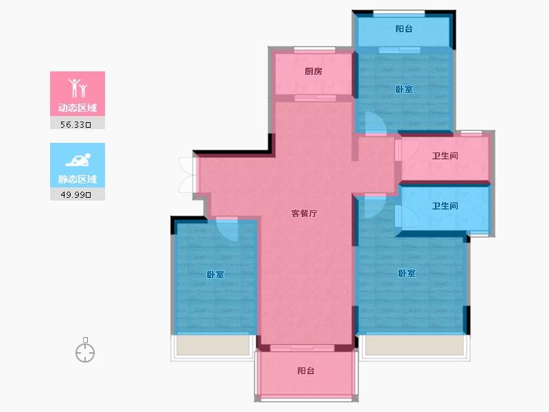 湖南省-常德市-曙光·锦城-93.84-户型库-动静分区