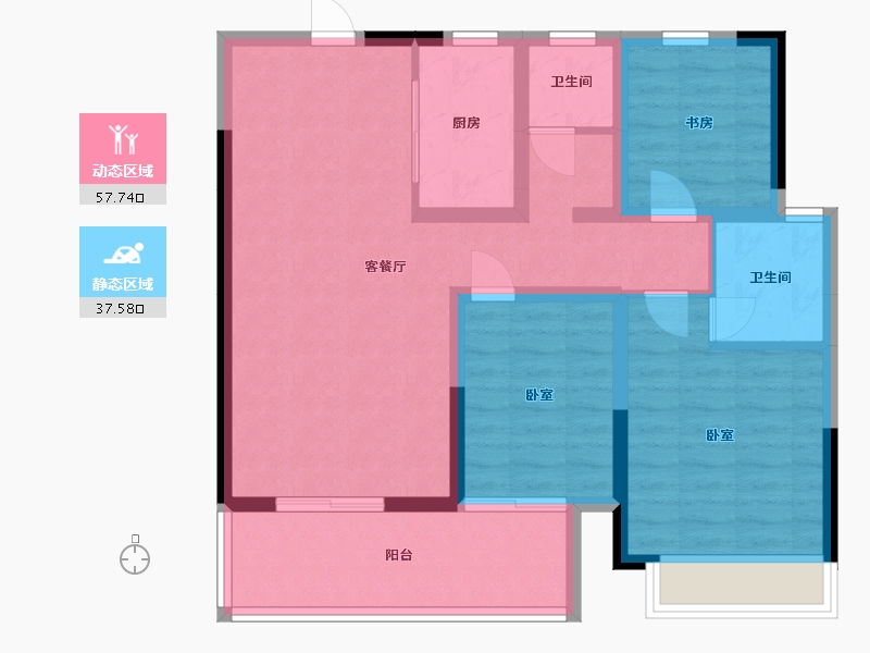 河南省-驻马店市-建业尊府-84.68-户型库-动静分区