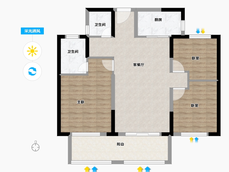 湖北省-黄冈市-升华翡翠御园-91.14-户型库-采光通风