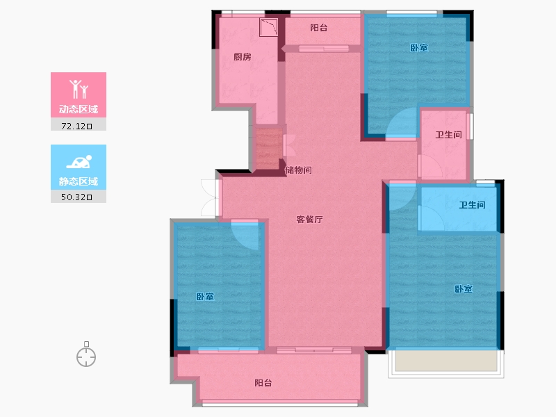 河南省-商丘市-柘城建业幸福里-109.02-户型库-动静分区