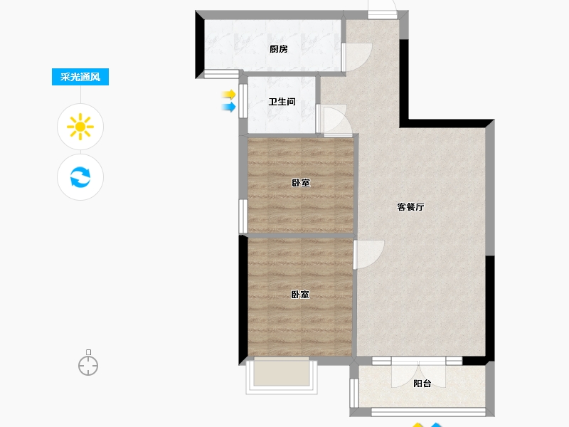 湖北省-武汉市-信基丽池澜湾-64.00-户型库-采光通风