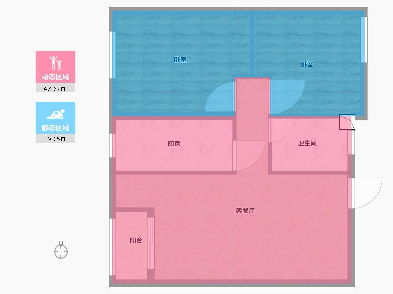 湖北省-黄石市-黄石文鑫城玺-69.63-户型库-动静分区