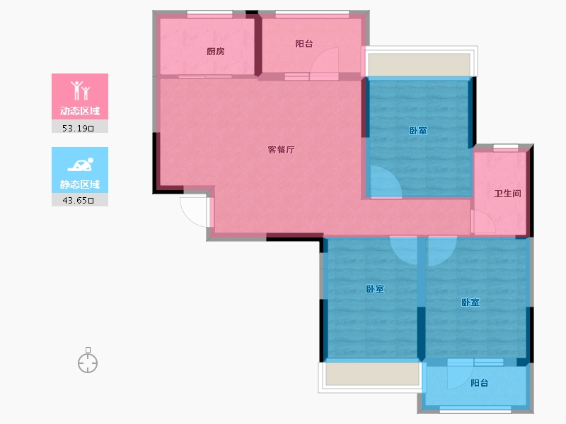 湖北省-襄阳市-万景·三号院-86.80-户型库-动静分区