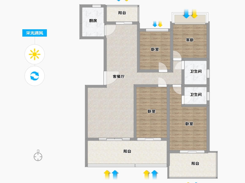 湖北省-黄石市-錦綉·御湖湾-132.08-户型库-采光通风