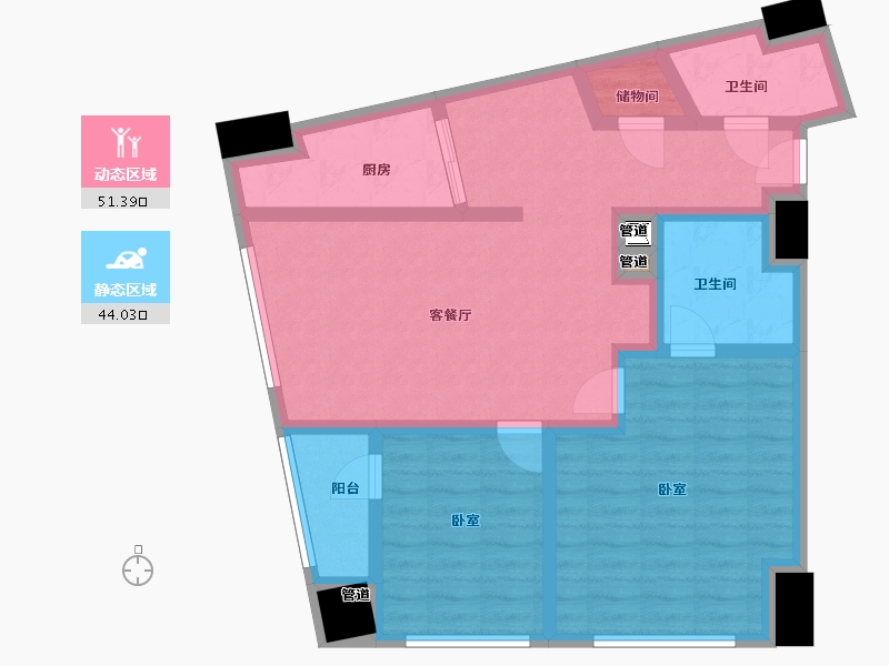 江苏省-苏州市-协鑫广场-84.00-户型库-动静分区