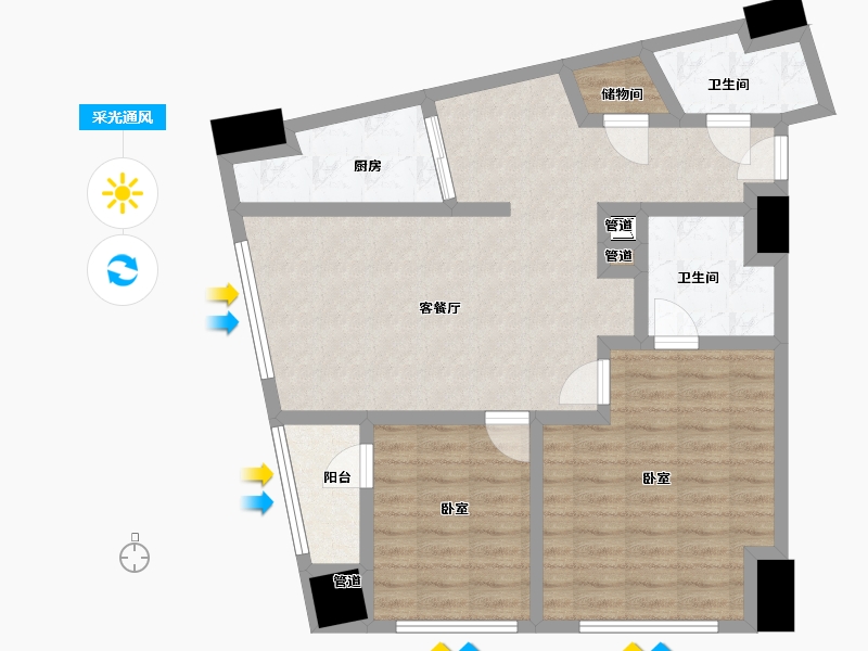 江苏省-苏州市-协鑫广场-84.00-户型库-采光通风