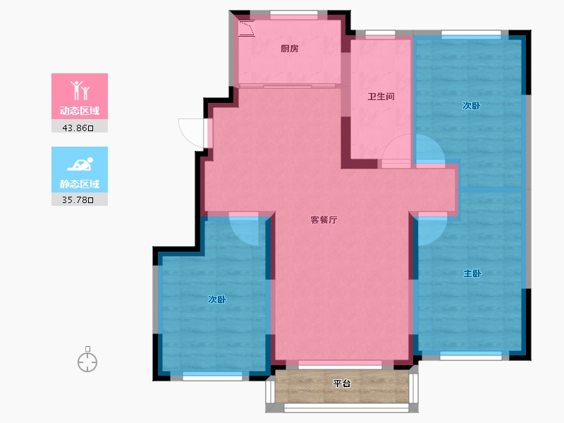 吉林省-长春市-万龙银河城西-74.28-户型库-动静分区