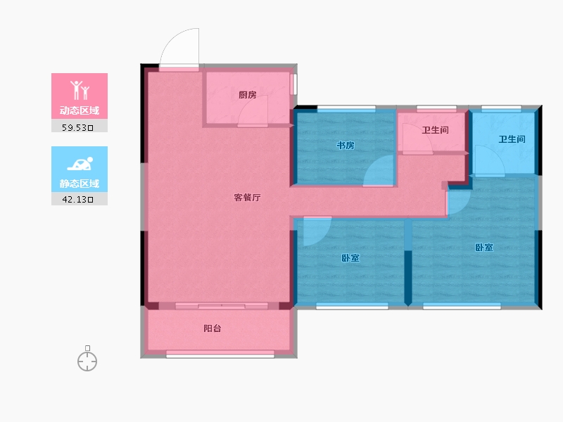 湖北省-黄冈市-升华·翡翠公馆-91.66-户型库-动静分区