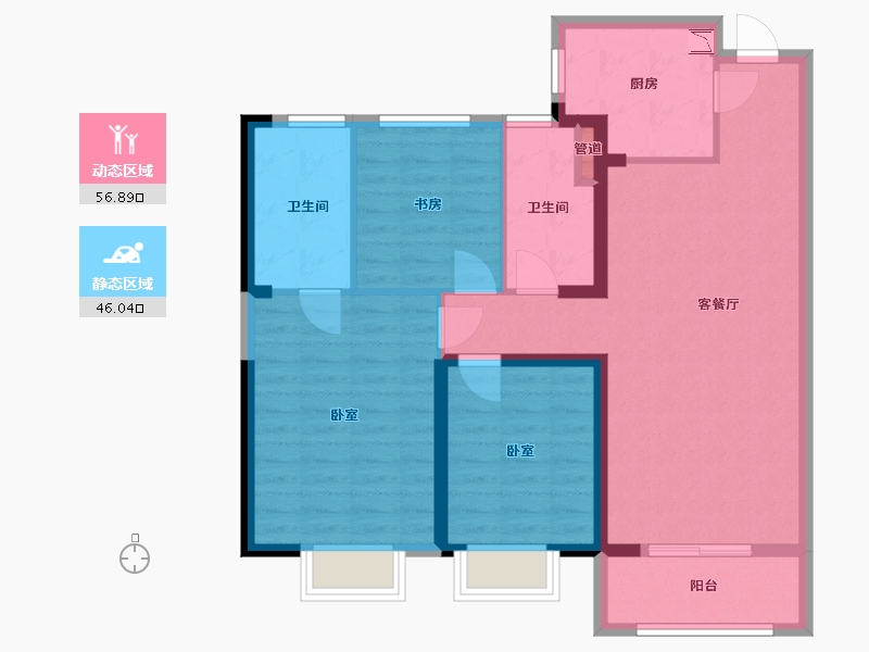 湖北省-武汉市-大华铂金瑞府三期-92.00-户型库-动静分区