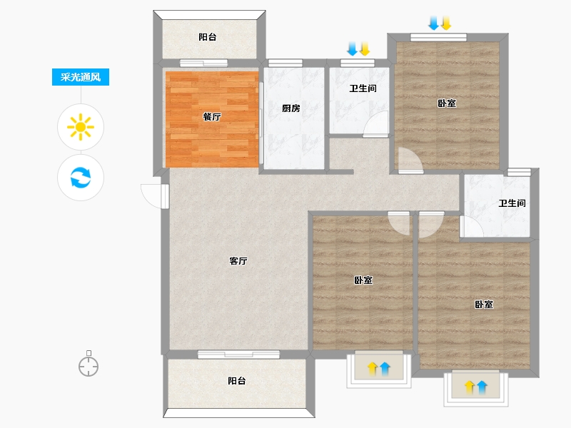 河南省-信阳市-兰庭湾·御品-93.90-户型库-采光通风