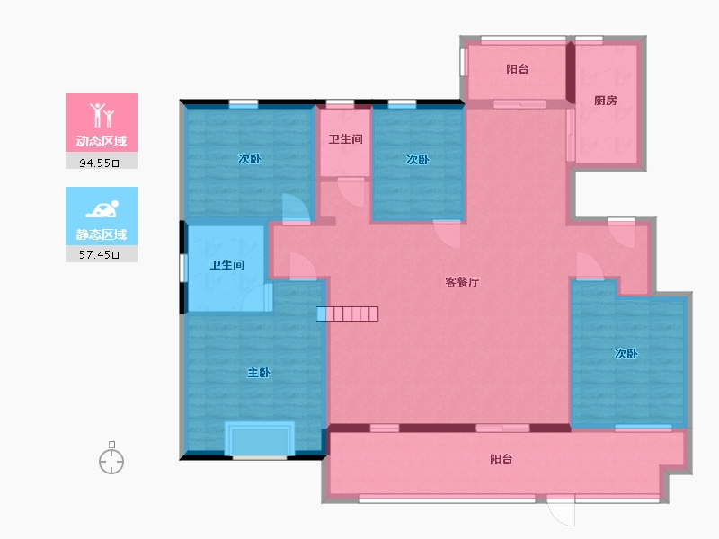 山东省-临沂市-元沃·御景苑-137.47-户型库-动静分区