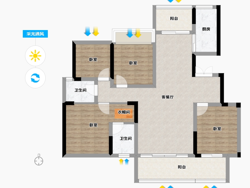 湖北省-黄冈市-万景楚园-99.35-户型库-采光通风