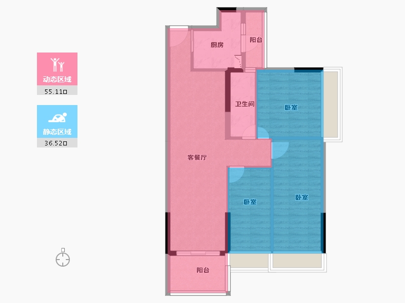 广东省-广州市-顺景花园星悦轩-81.94-户型库-动静分区