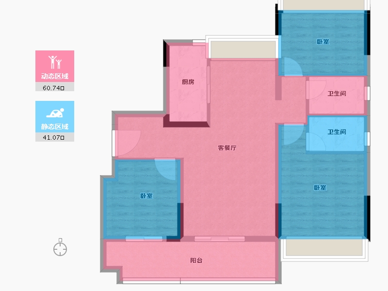 湖北省-孝感市-应城碧桂园·云玺-91.33-户型库-动静分区