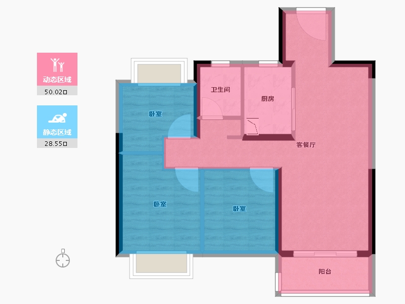 湖北省-武汉市-金科桃湖美镇-70.00-户型库-动静分区