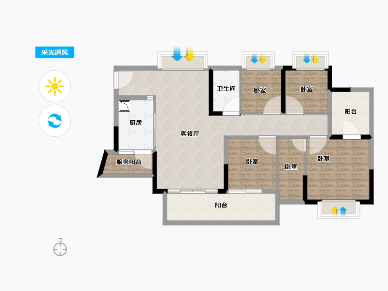 广东省-湛江市-方圆·雅颂御府-109.78-户型库-采光通风