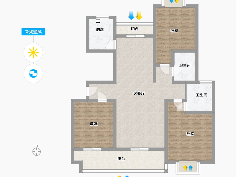 河南省-驻马店市-众泰御景湾-101.82-户型库-采光通风