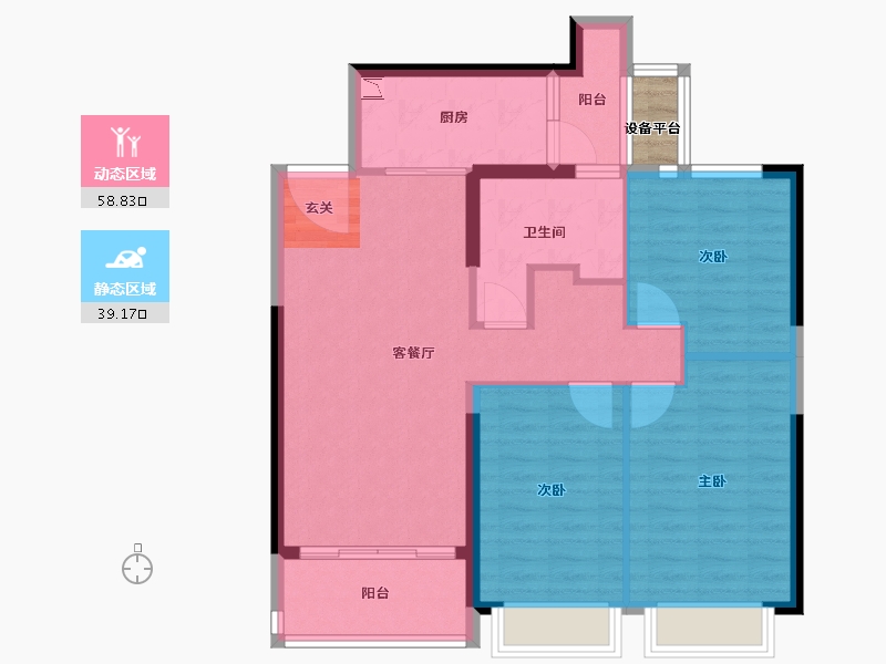 江苏省-常州市-金悦湾花园（常州恒大悦府）-89.81-户型库-动静分区