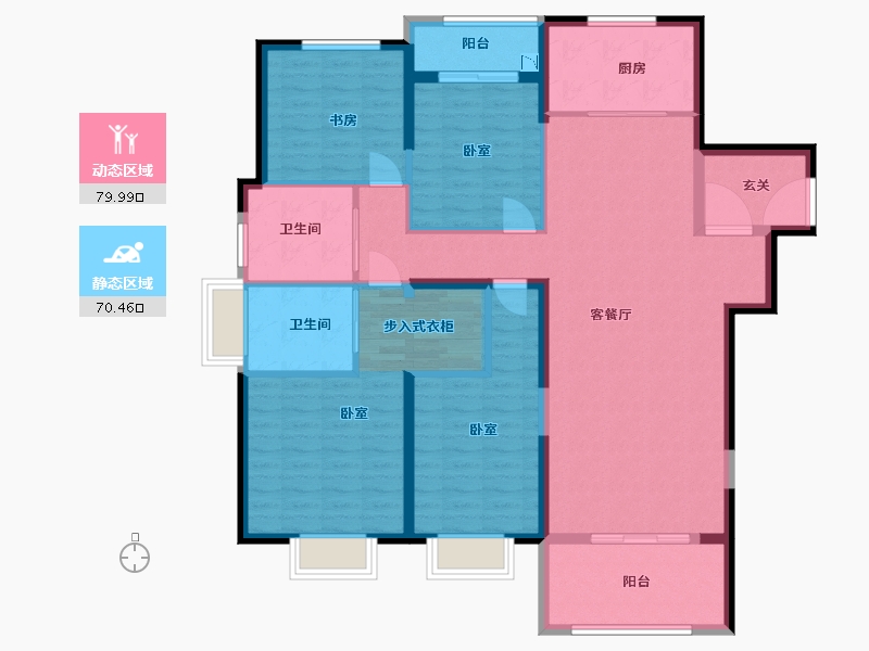 湖北省-武汉市-大华铂金瑞府三期-136.00-户型库-动静分区