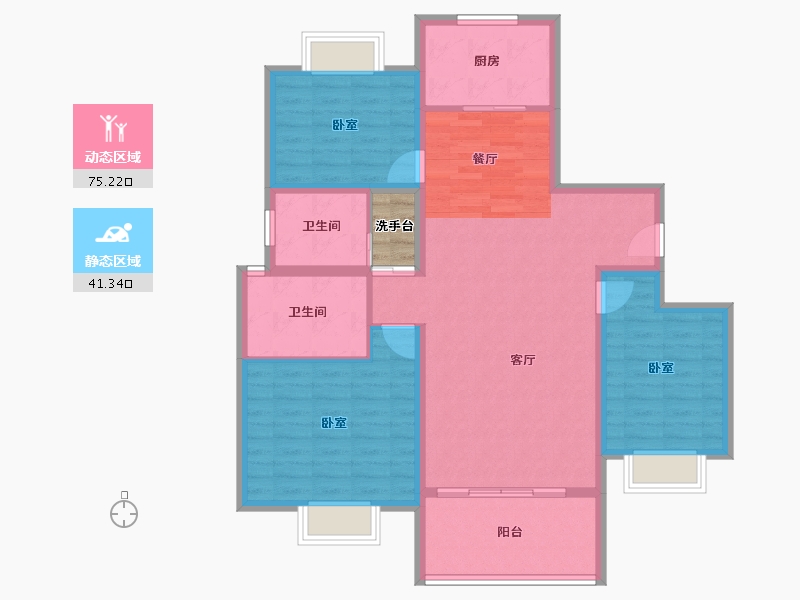 河南省-信阳市-金诚东方花园-107.26-户型库-动静分区