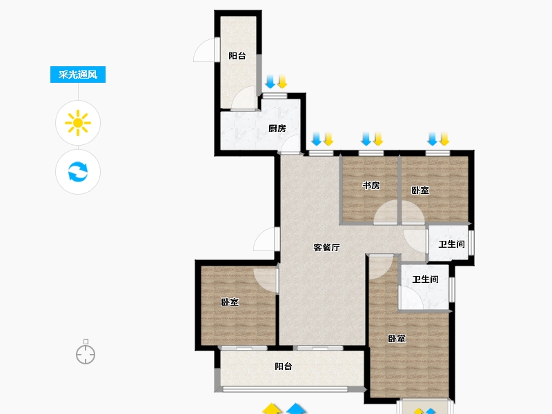 浙江省-宁波市-缔壹城颐璟园3期-110.01-户型库-采光通风