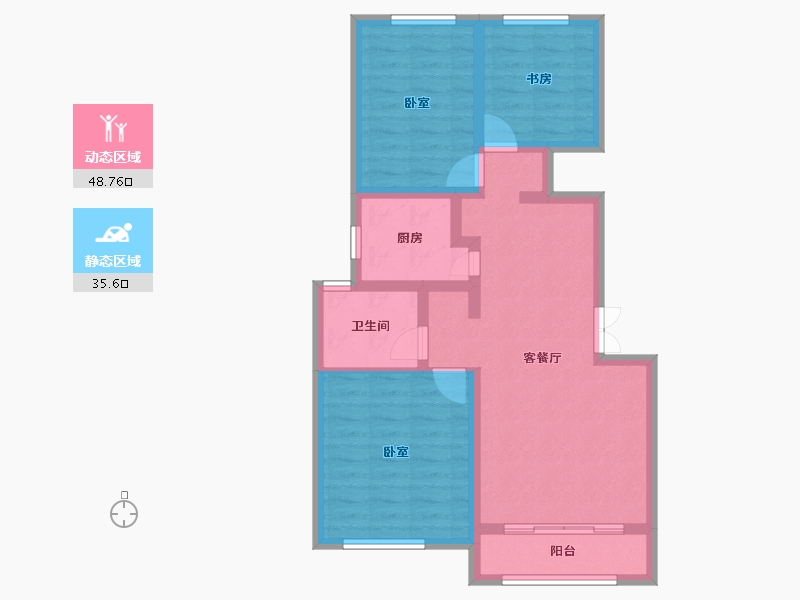 山东省-潍坊市-金冠文化大院-74.56-户型库-动静分区