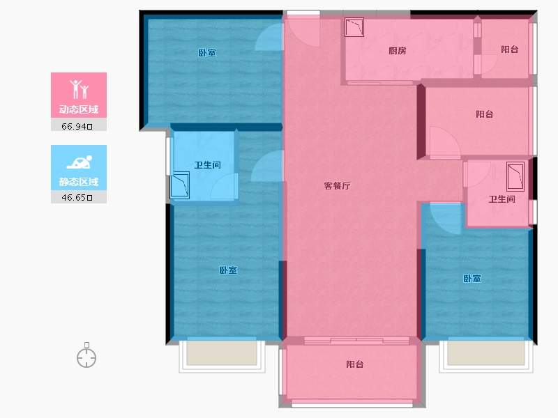 广东省-佛山市-顺德碧桂园桂澜山-100.99-户型库-动静分区