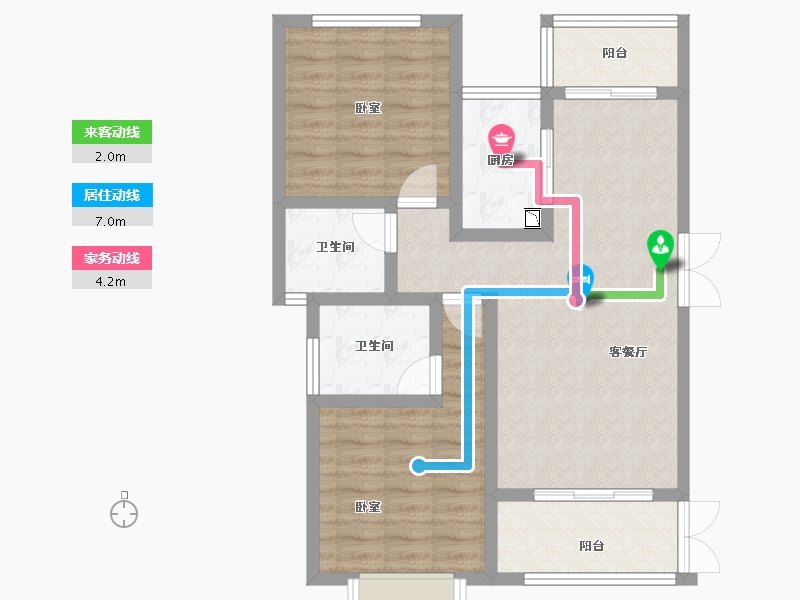 湖北省-襄阳市-东润・御江豪庭-75.42-户型库-动静线