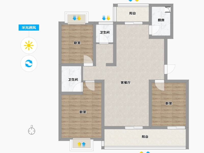 河南省-驻马店市-众泰御景湾-96.02-户型库-采光通风