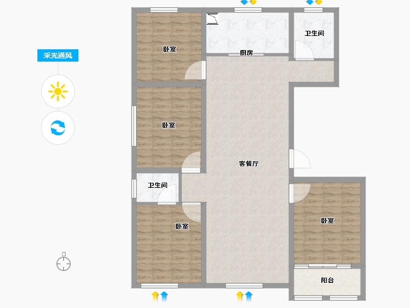 山东省-潍坊市-金都世家-130.30-户型库-采光通风