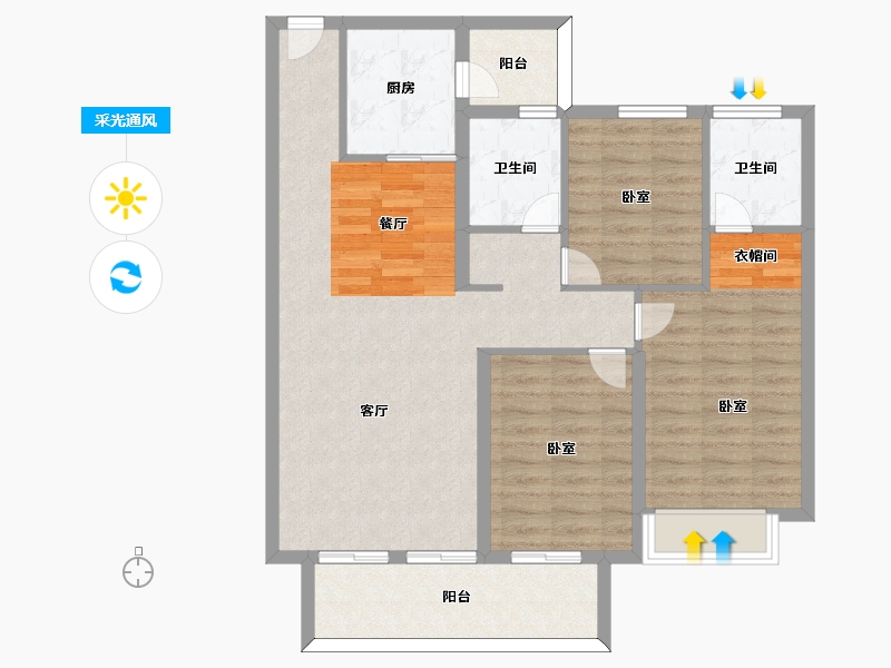 河南省-信阳市-兰庭湾·御品-93.54-户型库-采光通风