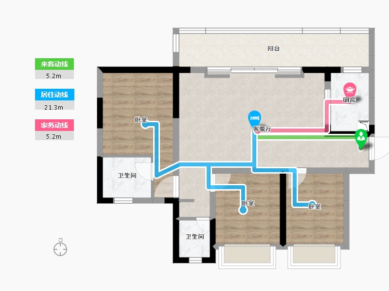 湖北省-黄冈市-万景楚园-84.75-户型库-动静线