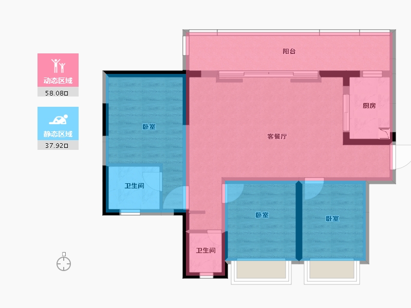 湖北省-黄冈市-万景楚园-84.75-户型库-动静分区