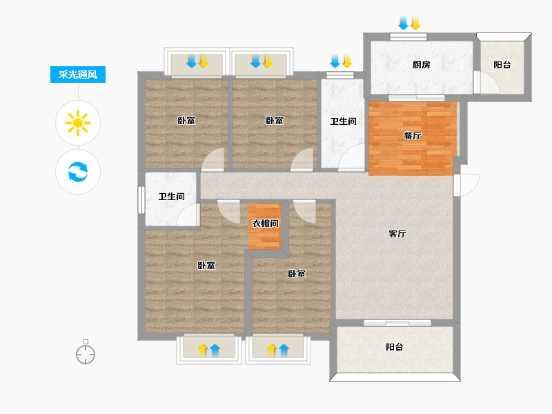 河南省-信阳市-兰庭湾·御品-102.61-户型库-采光通风