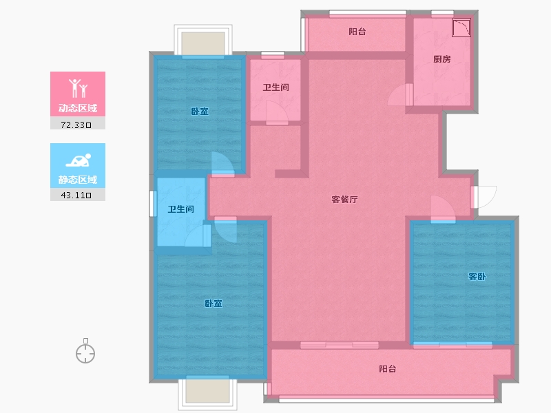 河南省-驻马店市-众泰御景湾-101.81-户型库-动静分区