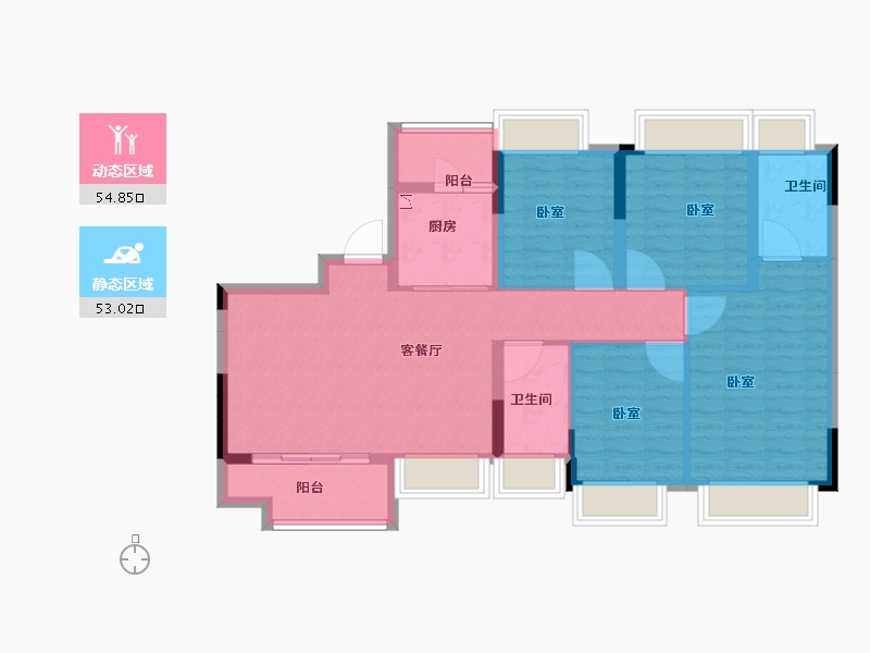 广东省-广州市-雅居乐万科热橙-96.01-户型库-动静分区