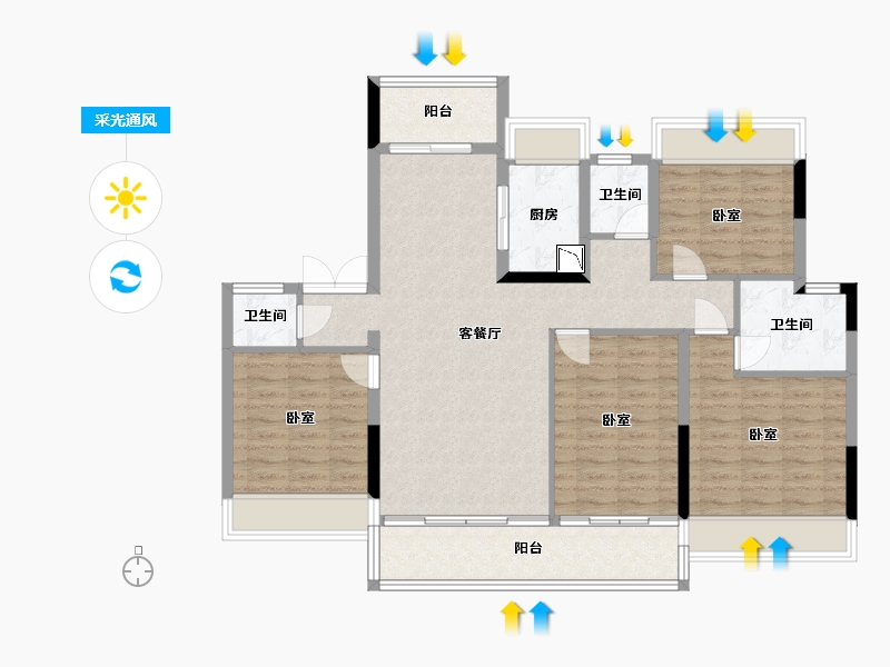 湖北省-十堰市-大家十里桃源-110.30-户型库-采光通风