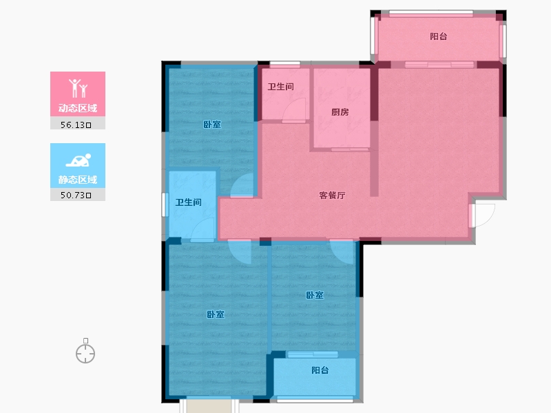 湖北省-孝感市-香港城裕华苑-95.94-户型库-动静分区