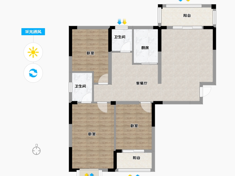 湖北省-孝感市-香港城裕华苑-95.94-户型库-采光通风