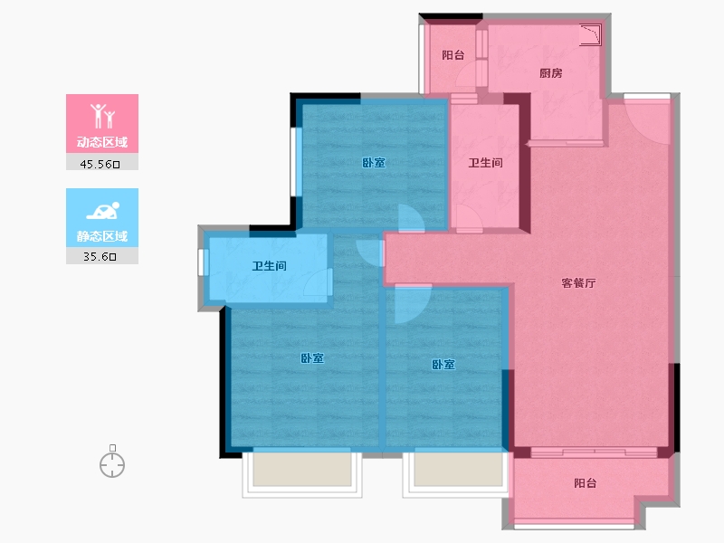 广东省-广州市-雅居乐万科热橙-71.99-户型库-动静分区