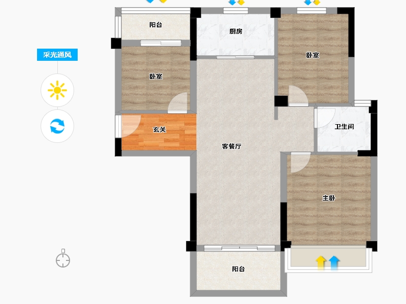 湖南省-长沙市-碧桂园公园壹号-79.56-户型库-采光通风