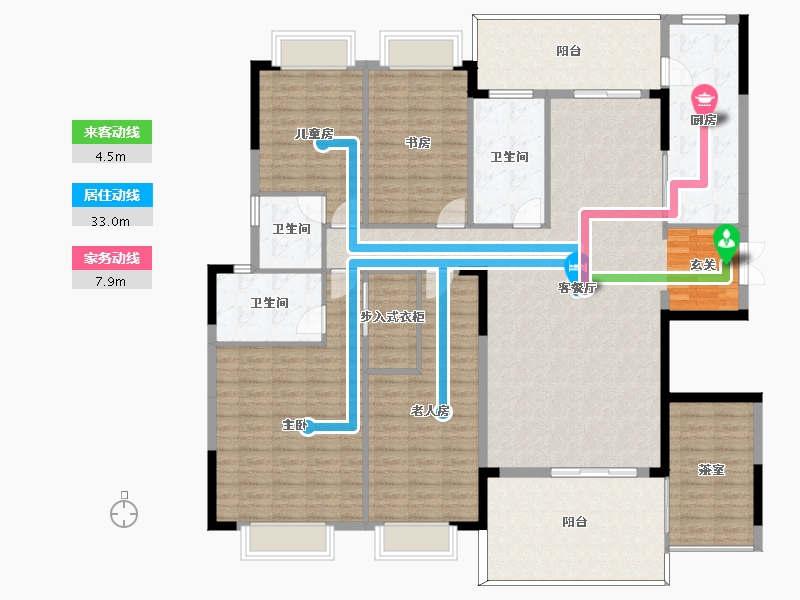 湖南省-长沙市-碧桂园公园壹号-185.53-户型库-动静线