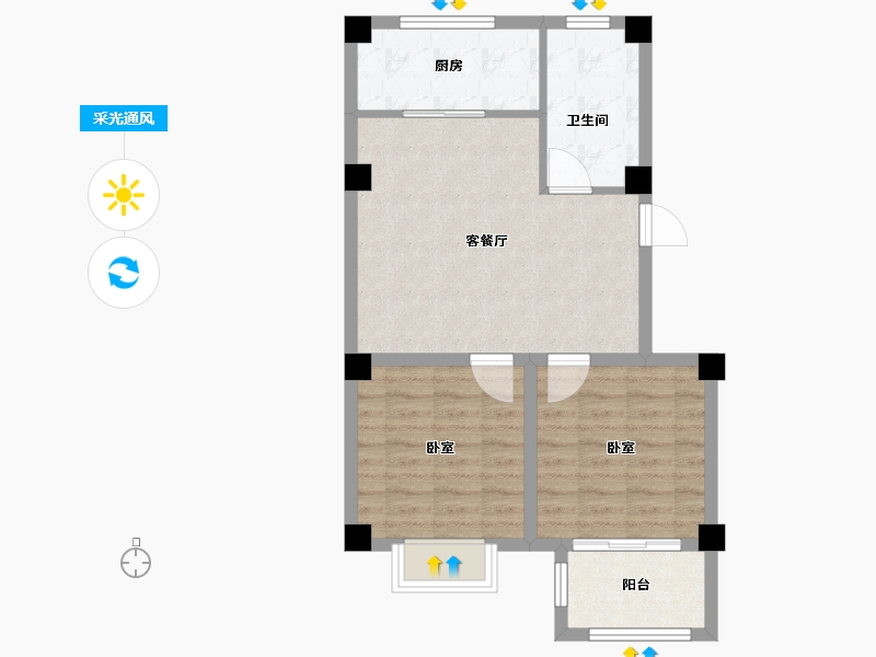 山东省-潍坊市-金都世家-64.29-户型库-采光通风